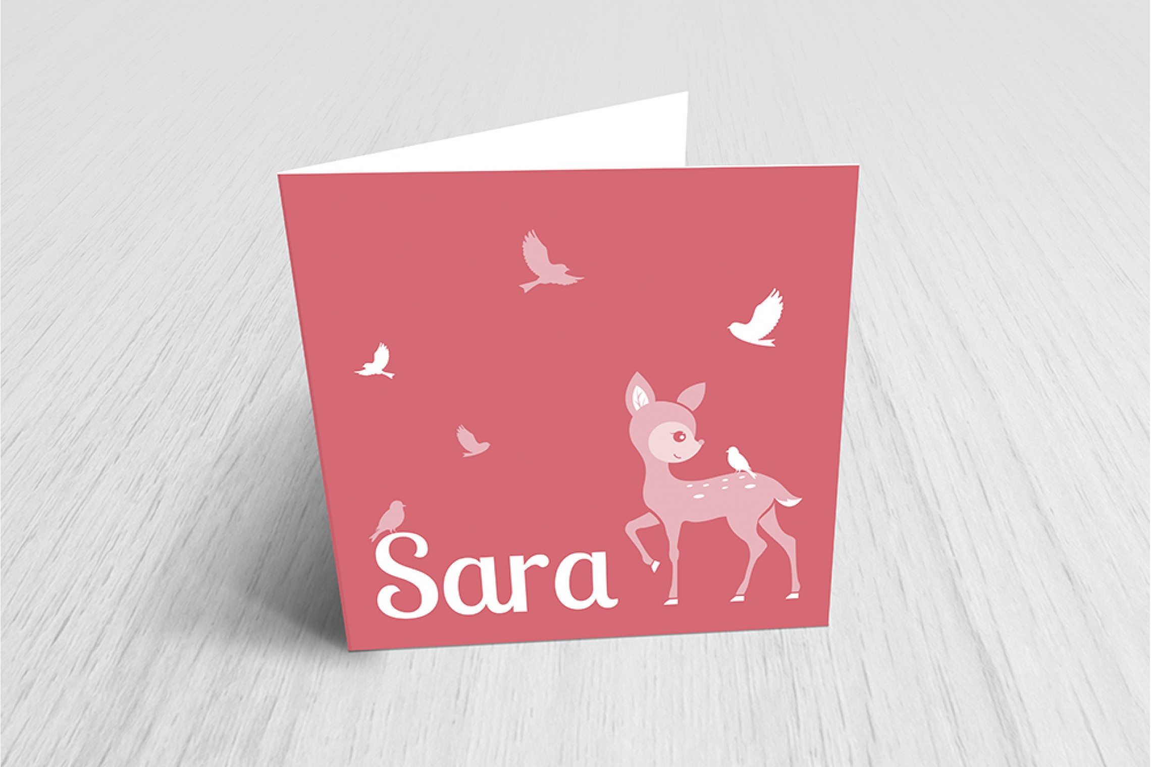 Roze bambi met vogels